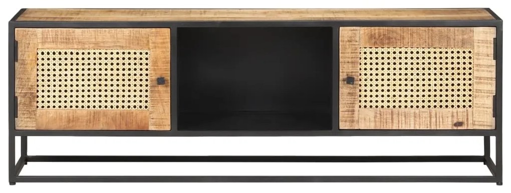 Móvel de TV 120x30x40cm mangueira áspera maciça e palha natural