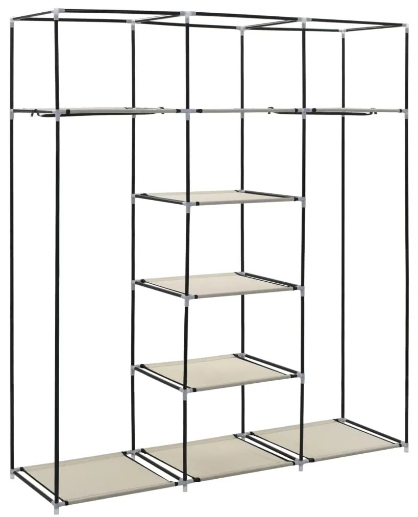 Roupeiro c/ compartimentos e varões 150x45x175 cm tecido creme