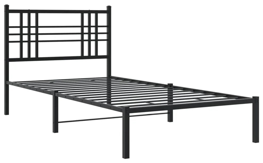 Estrutura de cama com cabeceira 90x190 cm metal preto