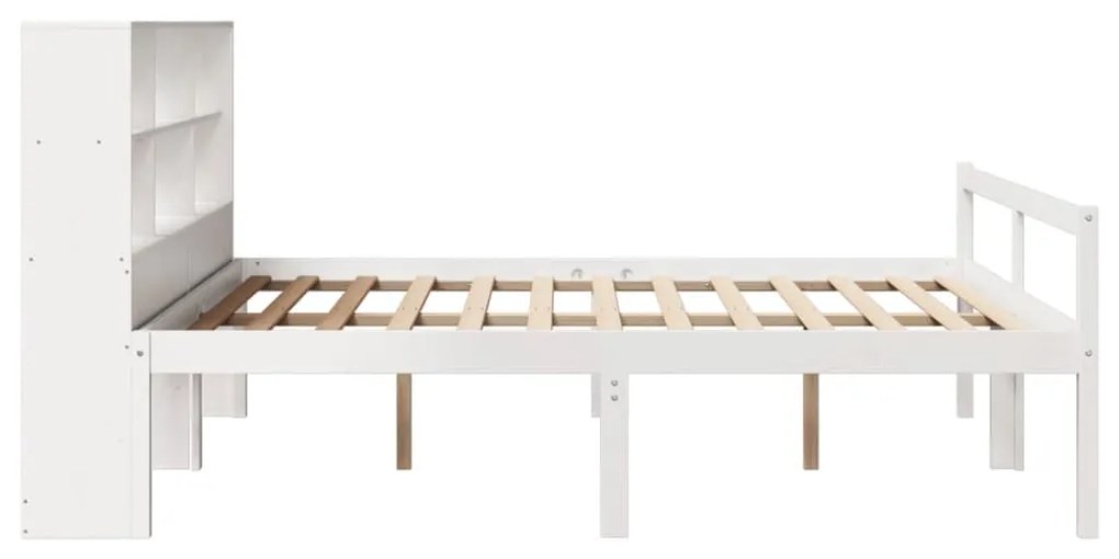 Cama com estante sem colchão 180x200 cm pinho maciço branco