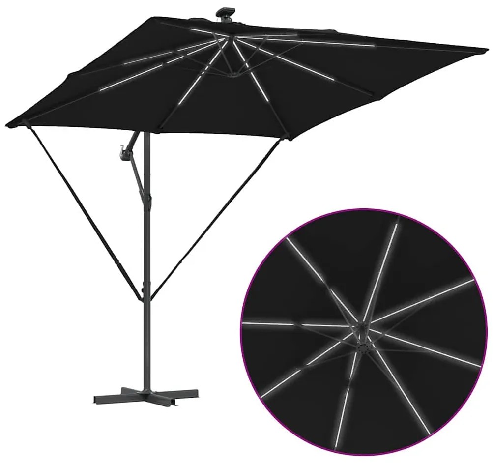 Guarda-sol de Bananeira Cantilever Preto 249 x 249 x 250 cm