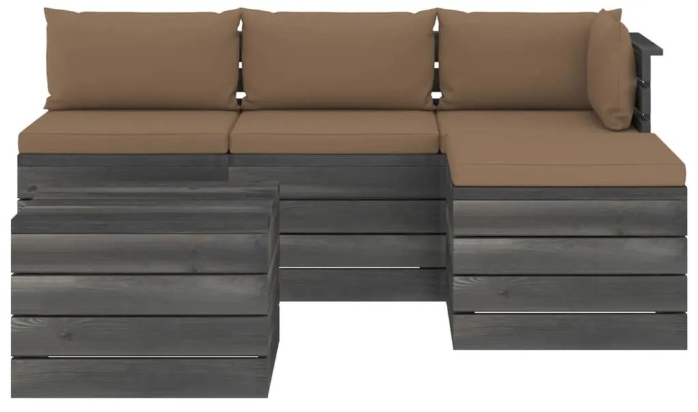 5 pcs conjunto lounge de paletes + almofadões madeira de pinho