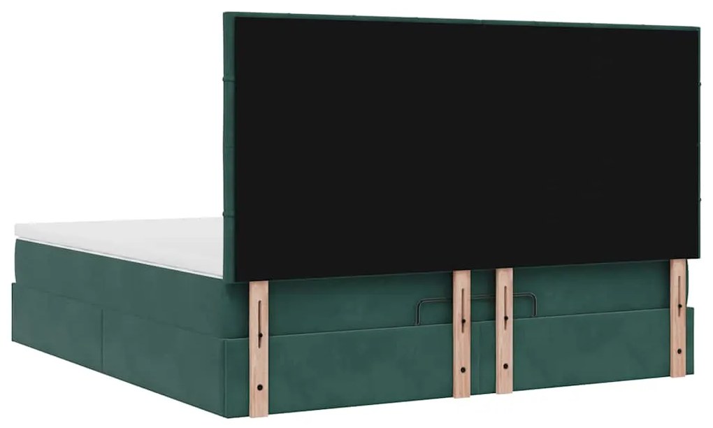 Estrutura de cama otomana com colchão verde escuro veludo