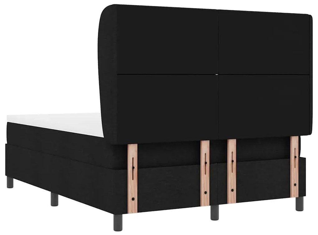 Cama com Estrado e Colchão - Preto, 140x200 cm, Tecido