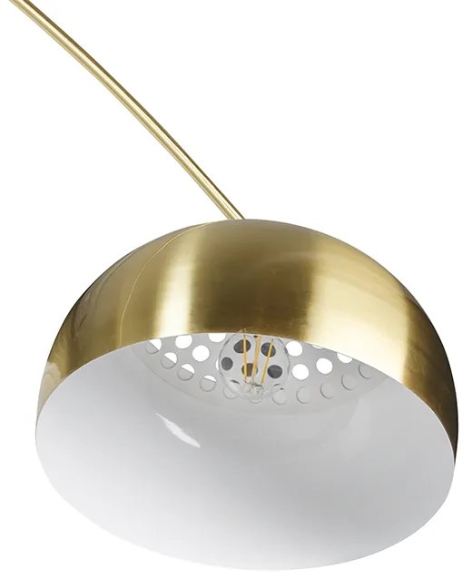 Candeeiro de pé em latão com base em mármore preto e cúpula em latão - XXL