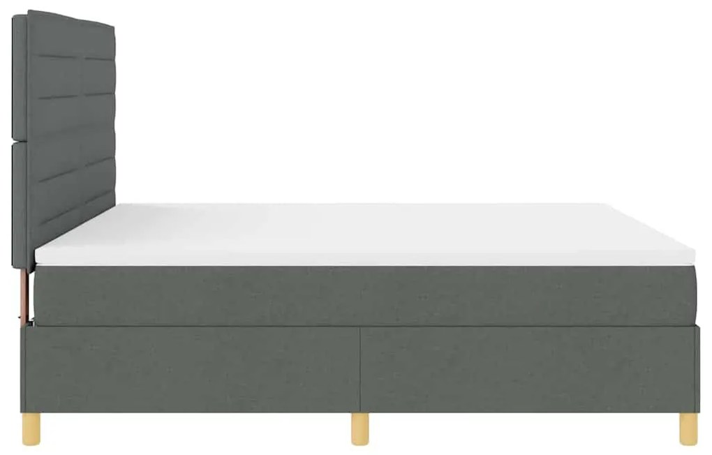Cama Box Spring com Colchão &amp; LED Cinza Escuro 180x200 cm Tecido