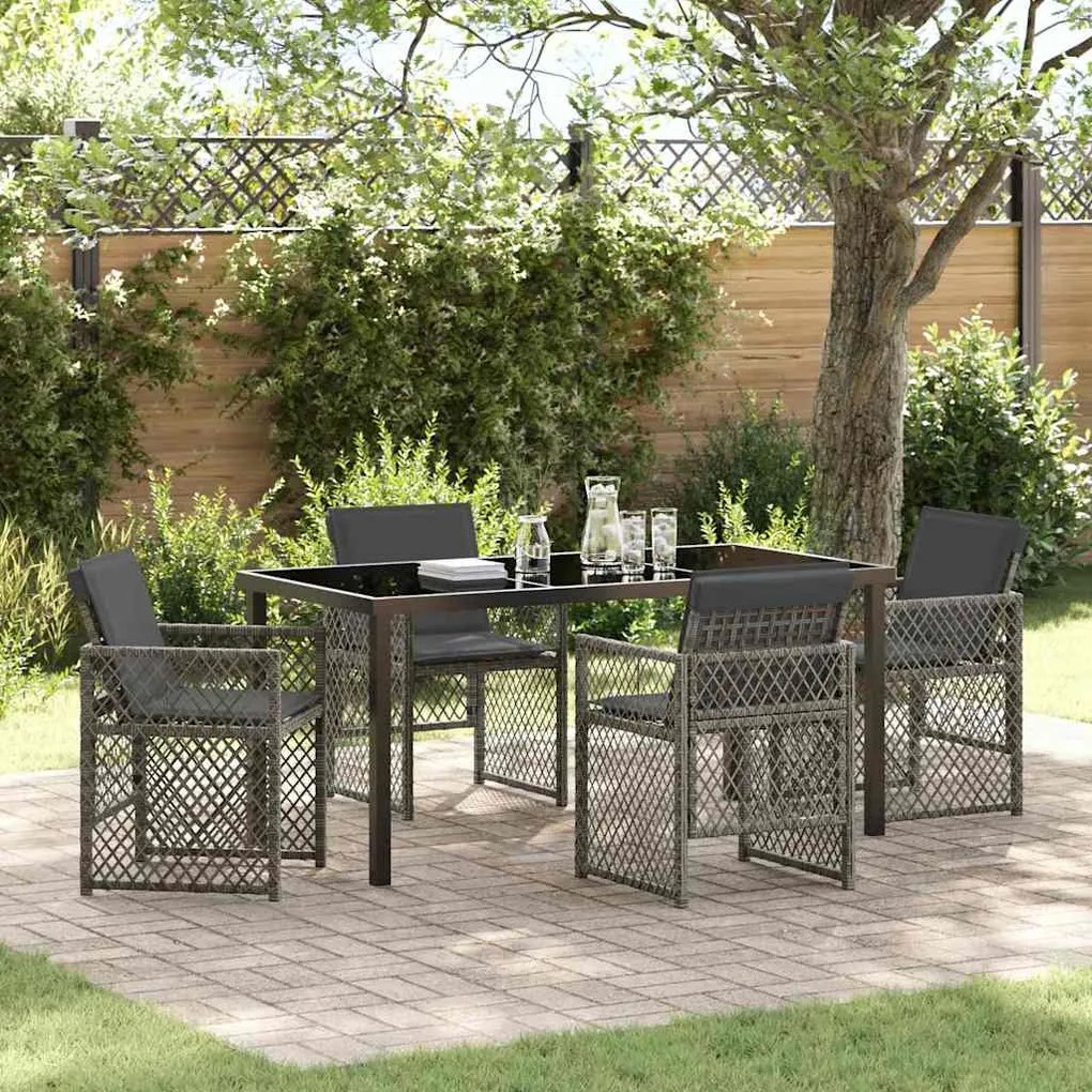 Conjunto de Jantar Jardim vidaXL de 5 Peças com Almofadas Cinza de Pol