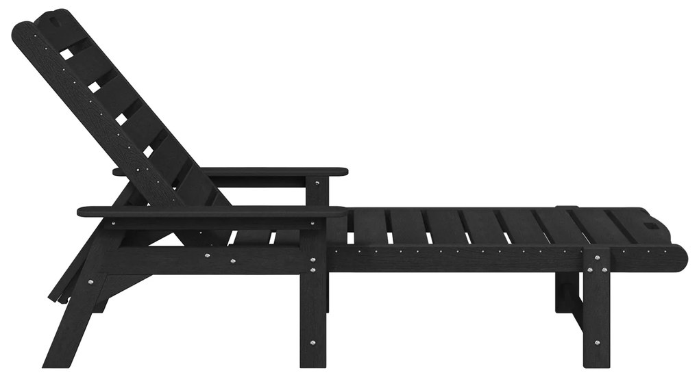 Cadeira de Sol Preta 53x162x98.5 cm HDPE