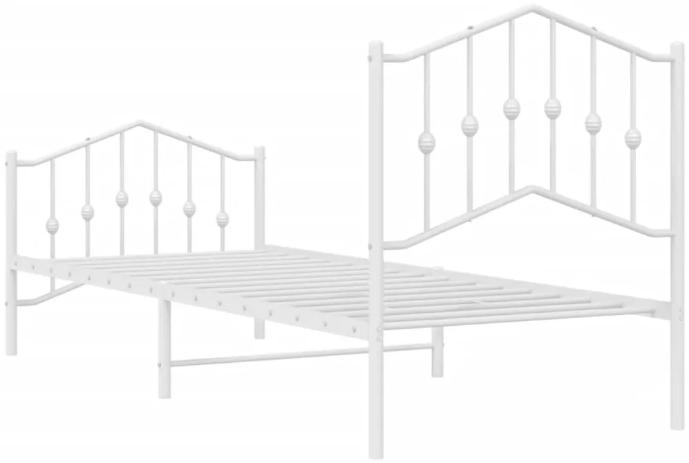 Estrutura de cama com cabeceira e pés 90x200 cm metal branco