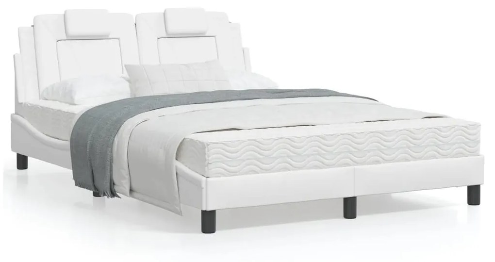 vidaXL Cama com colchão 120x200 cm couro artificial branco