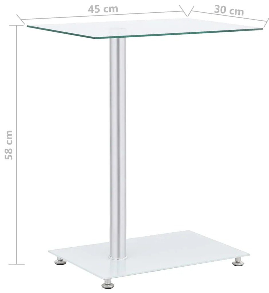 Mesa de apoio formato em U 45x30x58cm vidro temp. transparente