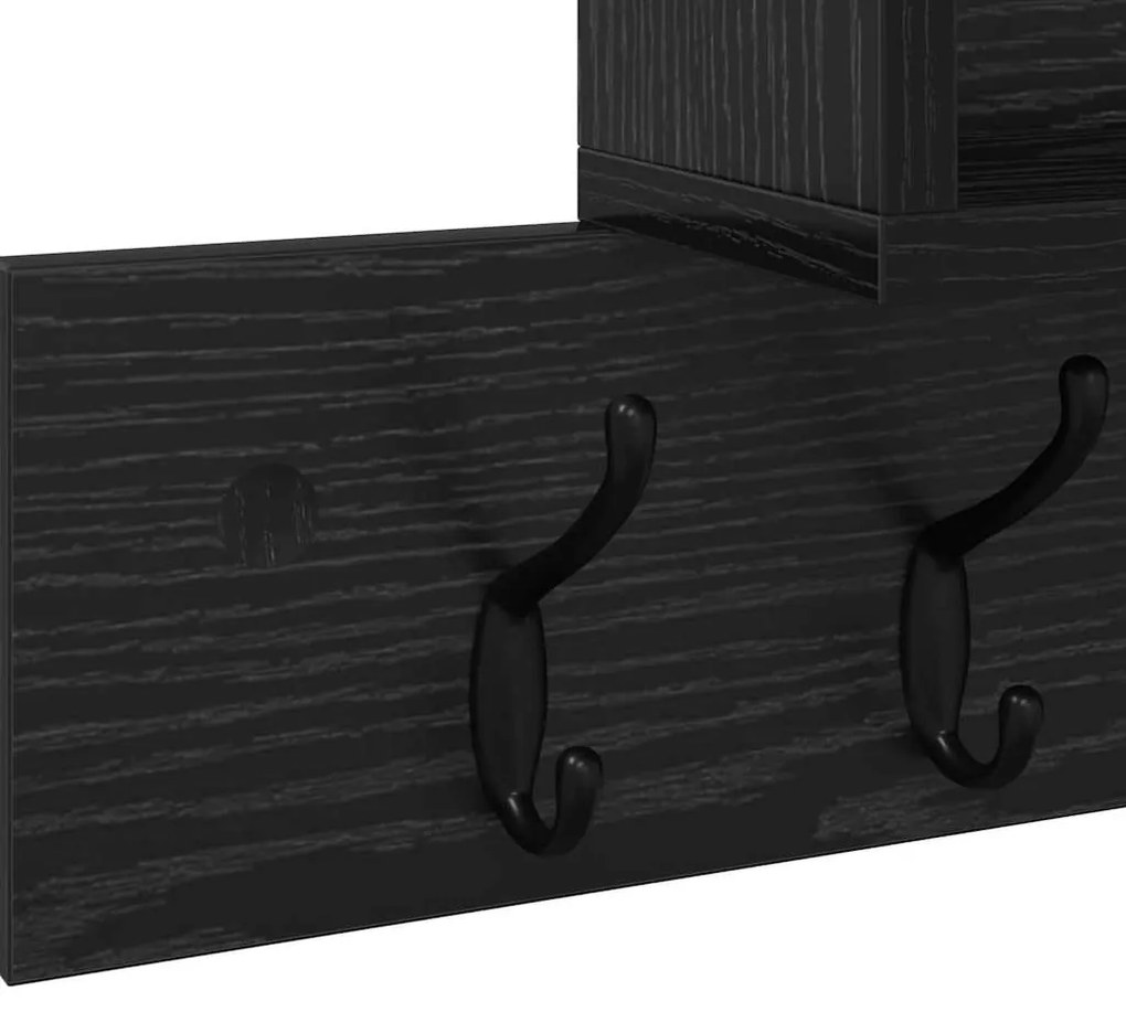 Cabideiro de Parede Carvalho Preto 100 x 12 x 43.5 cm
