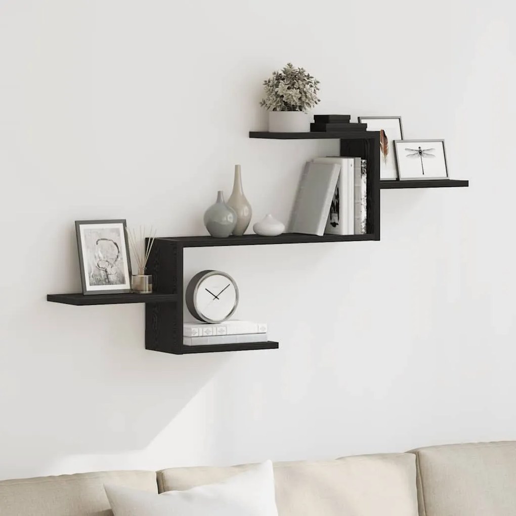 vidaXL Prateleira de parede 104x15x49 cm deriv. madeira carvalho preto
