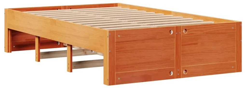 Cama sem colchão com gavetas madeira pinho maciça castanho-mel
