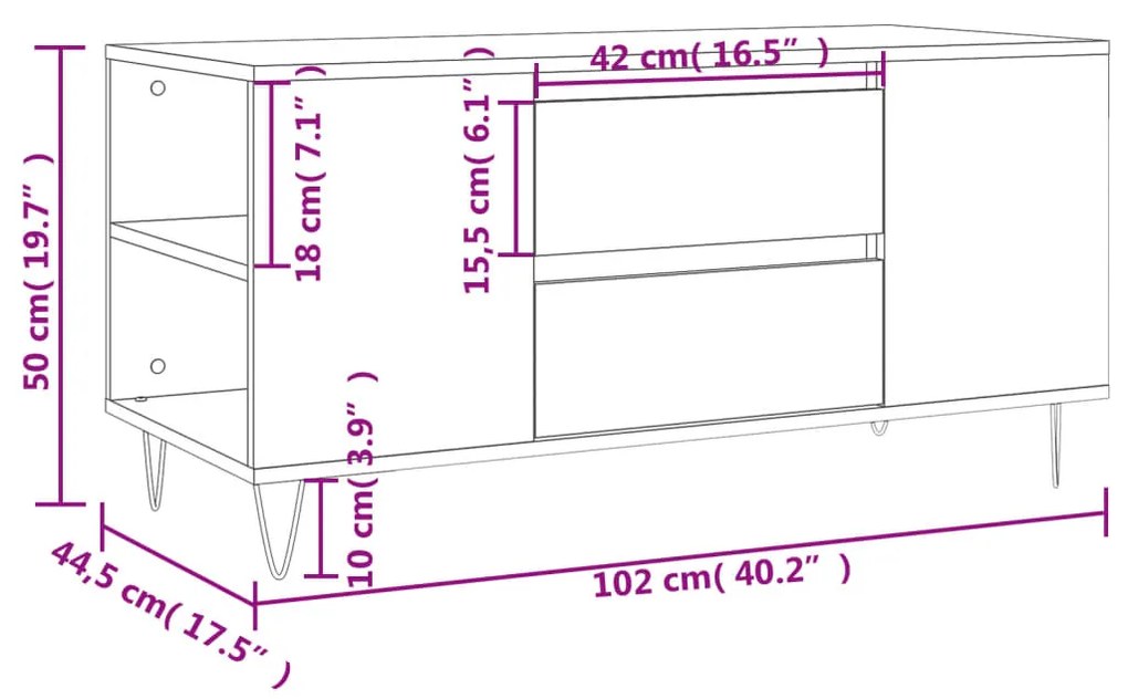 Mesa de centro 102x44,5x50 cm derivados de madeira preto