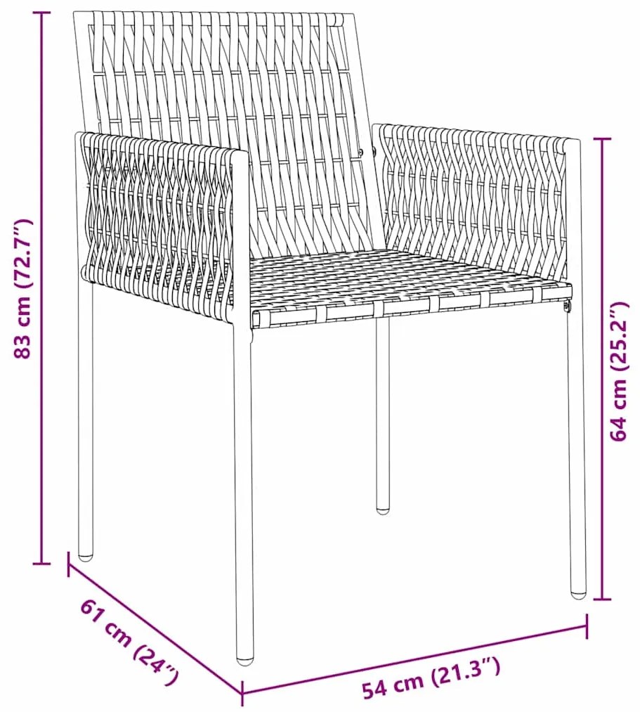Conjunto de Jantar de Jardim com 5 Peças e Almofadas Pretas em Rattan