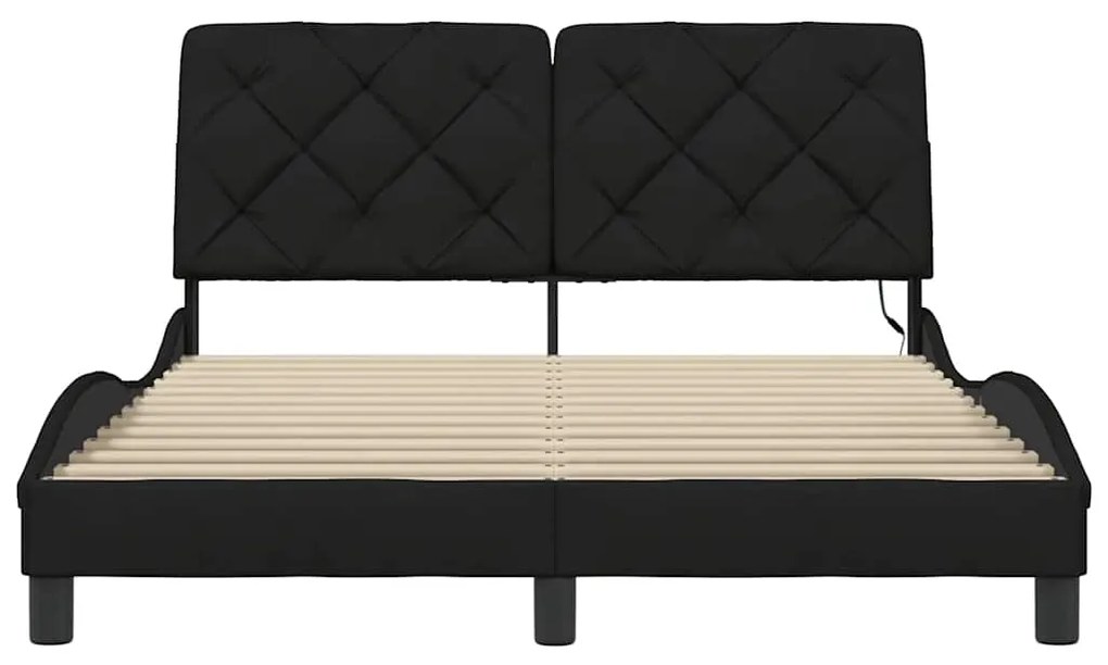 Estrutura de cama com LED sem colchão 120x200 cm tecido preto