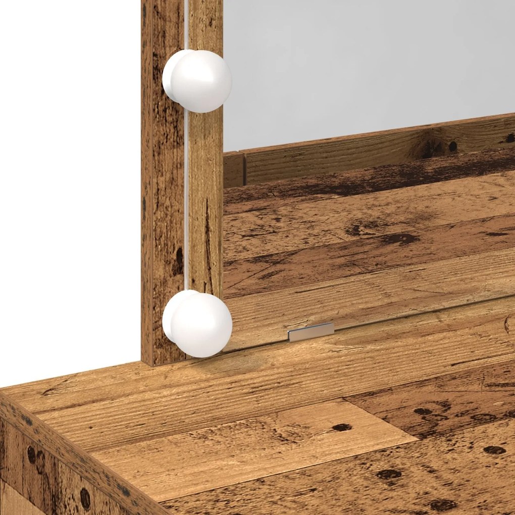 Mesa de Maquiagem com LED Madeira Velha 100x40x120 cm
