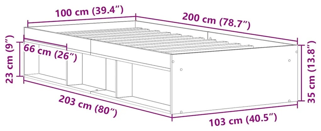 Estrutura de cama 100x200 cm branco