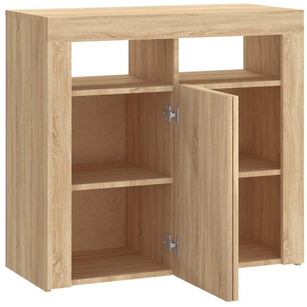 Aparador com luzes LED 80x35x75 cm carvalho sonoma