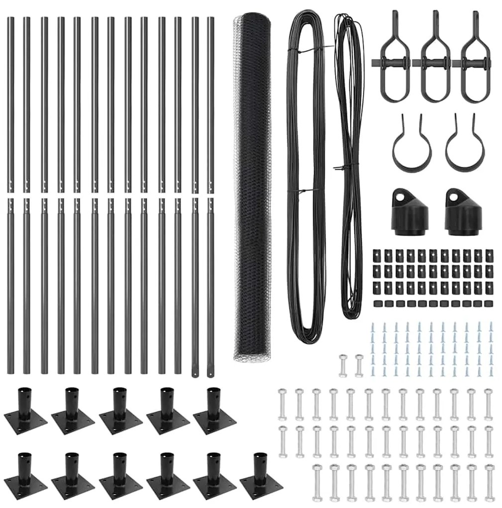 Conjunto de Cercas Conjunto de 2 Cinza Metal 25 x 1.5 m Durável