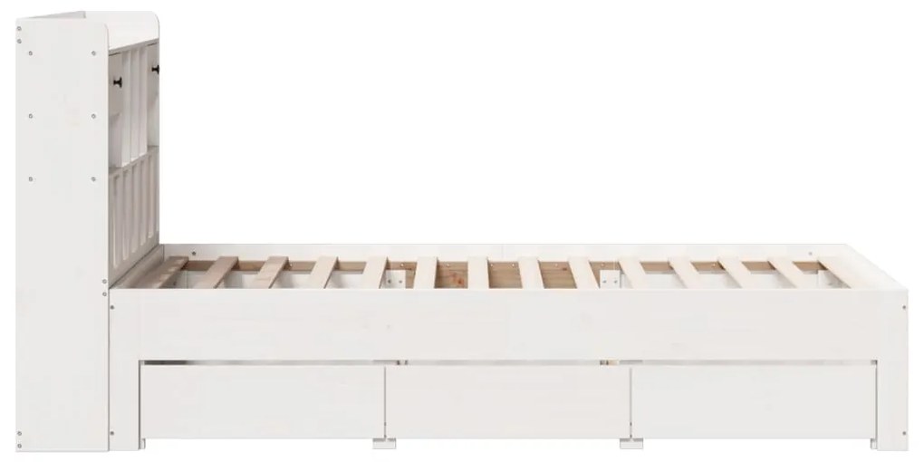 Cama com estante sem colchão 90x200 cm pinho maciço branco