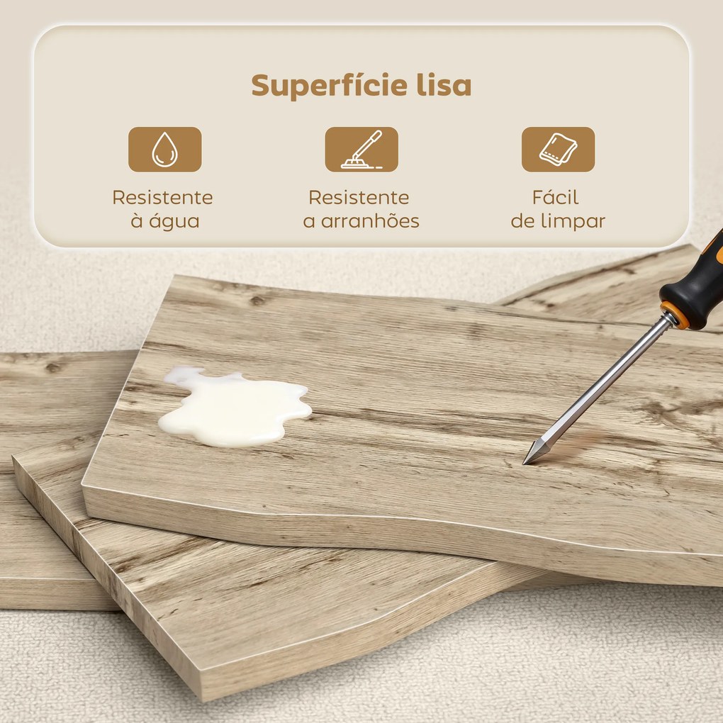 Mesa de Centro Moderna com Tampo Espesso de 4 cm, Pés de Aço, 100x50x45 cm, Carvalho