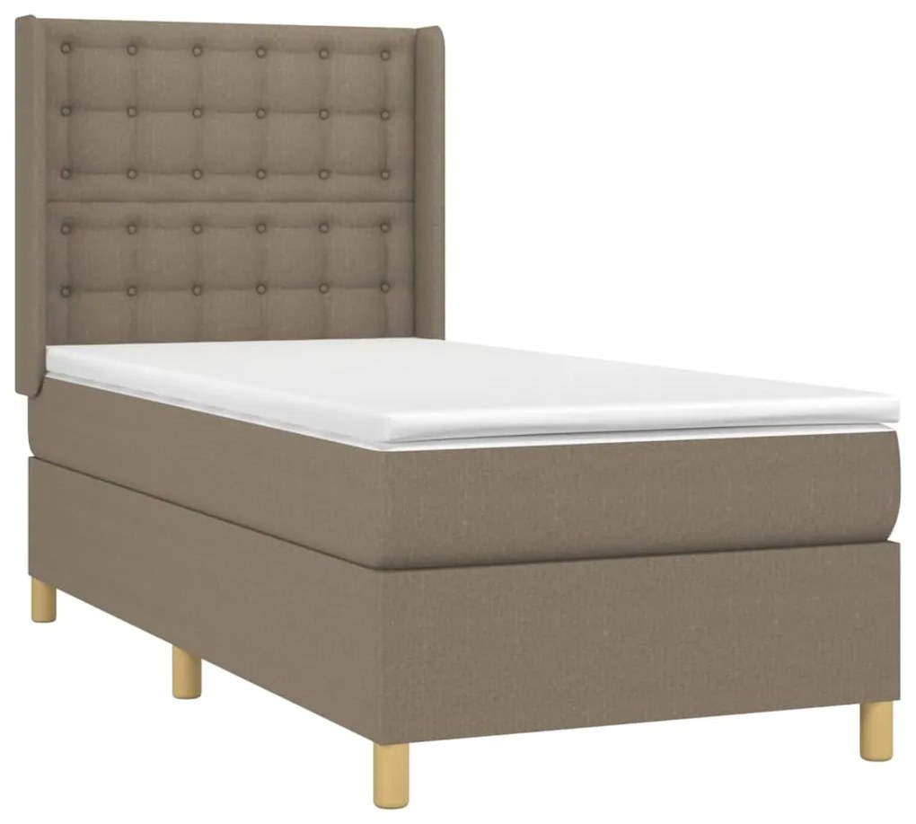 Cama box spring + colchão/LED 90x190cm tecido cinza-acastanhado