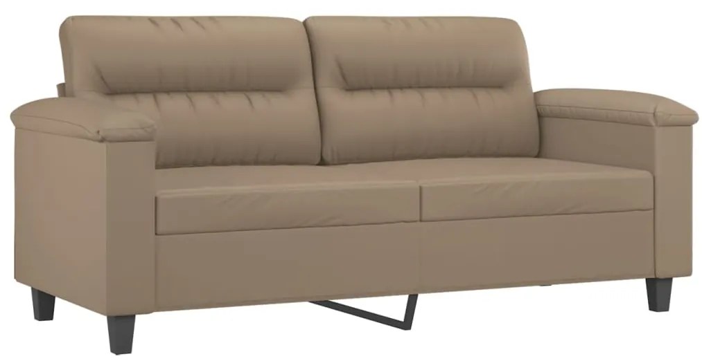 2 pcs conjunto sofás c/ almofadões couro artif. cor cappuccino