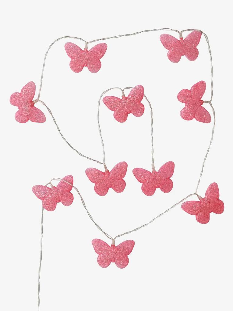Grinalda luminosa borboletas com purpurinas rosa