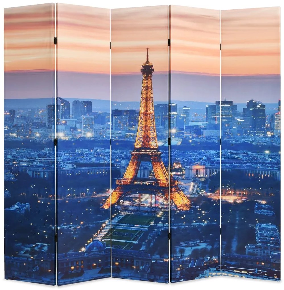 vidaXL Biombo dobrável Paris à noite 200x170 cm