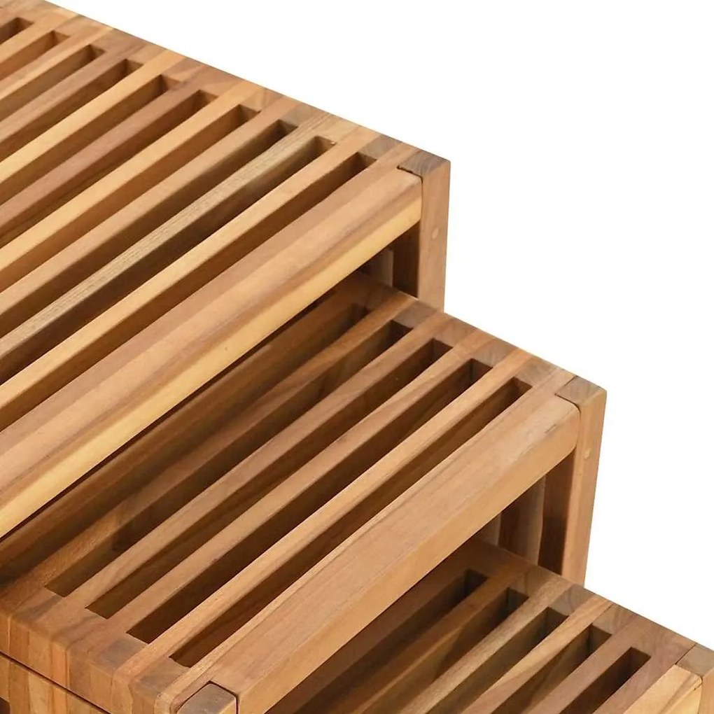 Conjunto de Mesas Laterais de Jardim 3 pcs Madeira Sólida de Teca