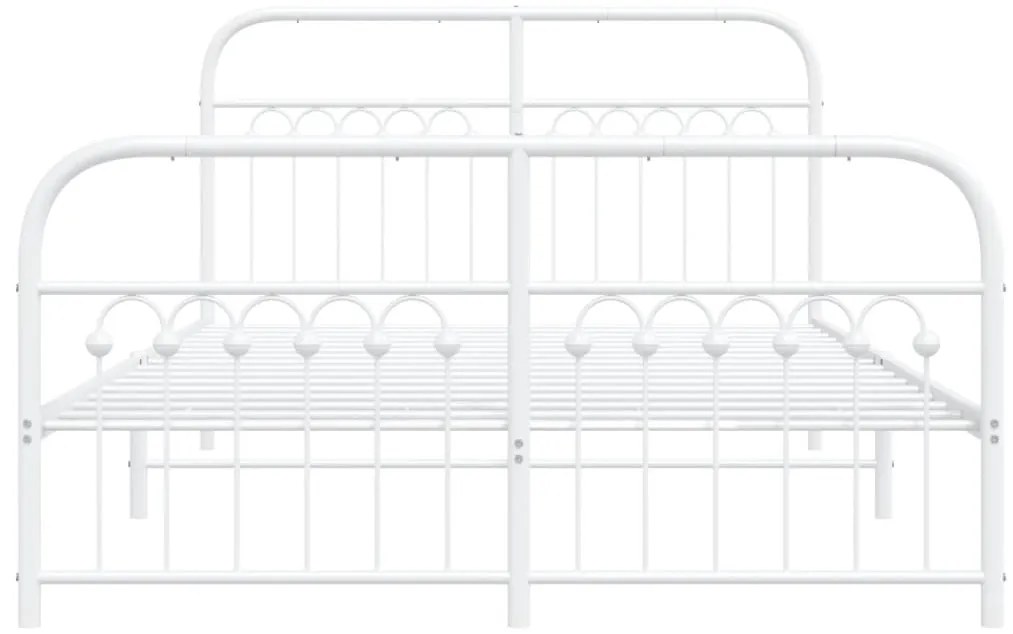 Estrutura de cama com cabeceira e pés 137x190 cm metal branco