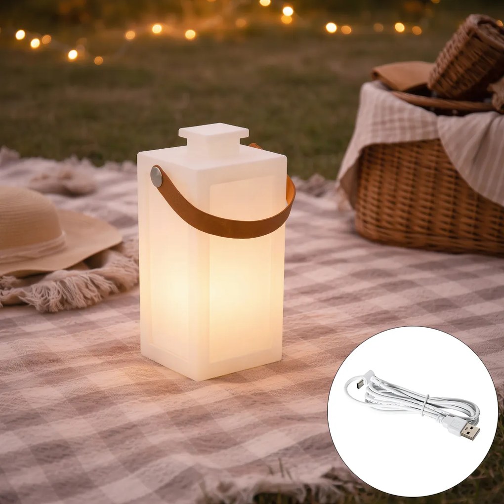 Candeeiro de mesa moderno branco efeito chama recarregável IP44 - Stard