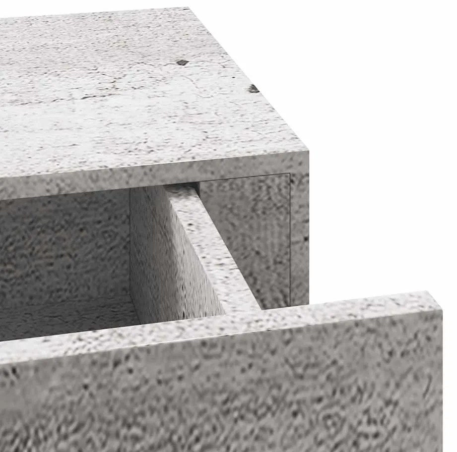 Prateleiras parede c/ gavetas 2pcs MDF 60x23,5x10 cm cinza cim.