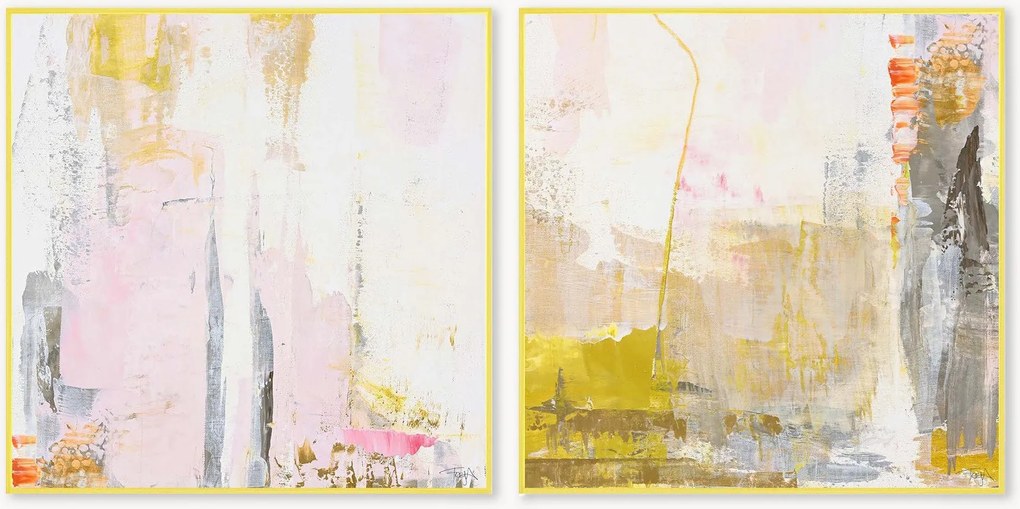 Impressões em tela emolduradas pintadas à mão New Age, conjunto de 2