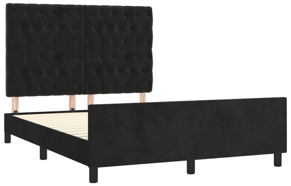 Estrutura de cama sem colchão 140x200 cm veludo preto