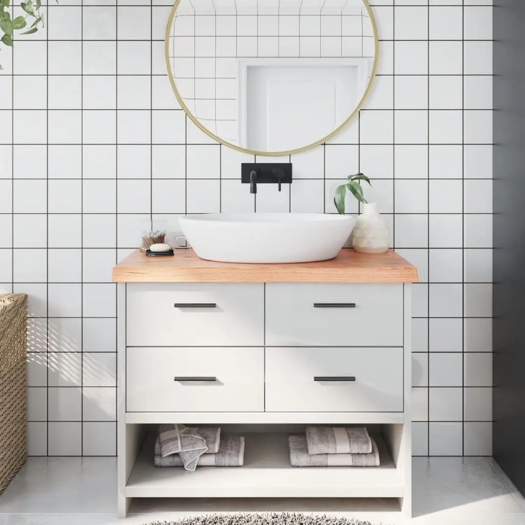 Bancada p/ WC 100x60x(2-6) cm madeira maciça tratada castanho