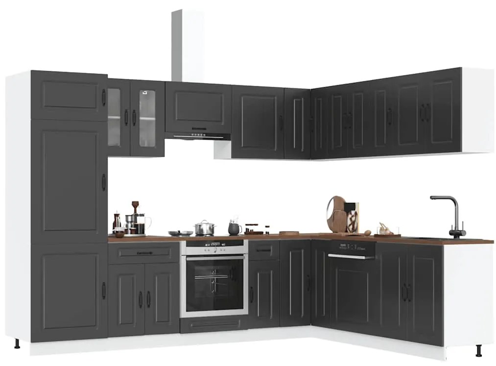 14 peças armário de cozinha conjunto Kalmar preto