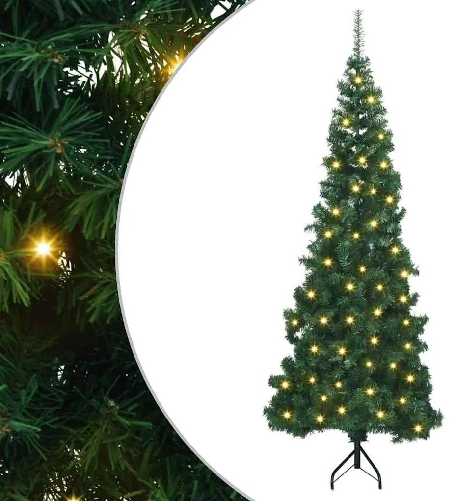 vidaXL Árvore de Natal artificial de canto Verde 210 cm PVC e Metal