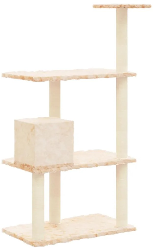 Árvore para gatos c/ postes arranhadores sisal 119 cm cor creme