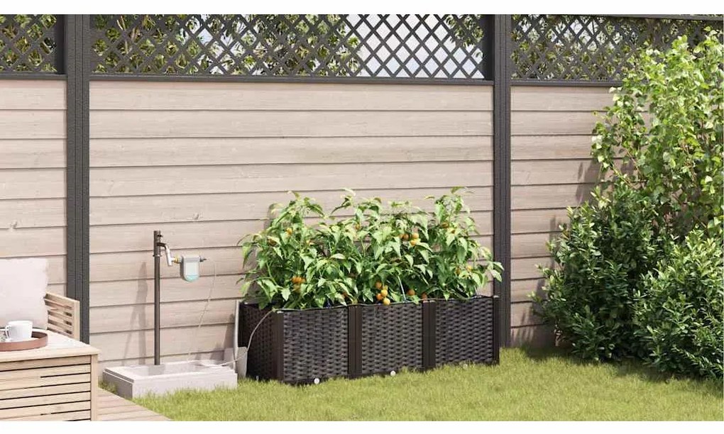 Jardineiras de Jardim 1 pc Castanho 120 x 40 x 37.5 cm Plástico