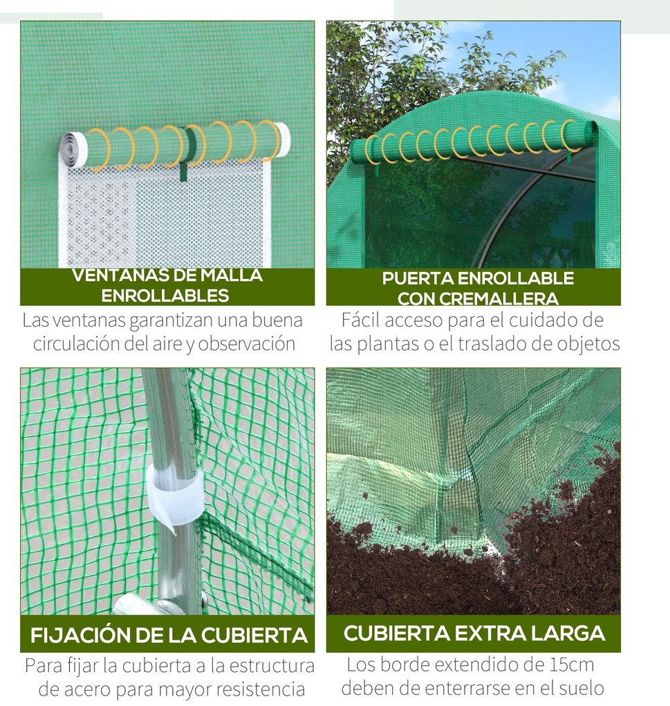 Estufa Tipo Túnel 400x200x200cm Estufa de Túnel com Portas Enroláveis