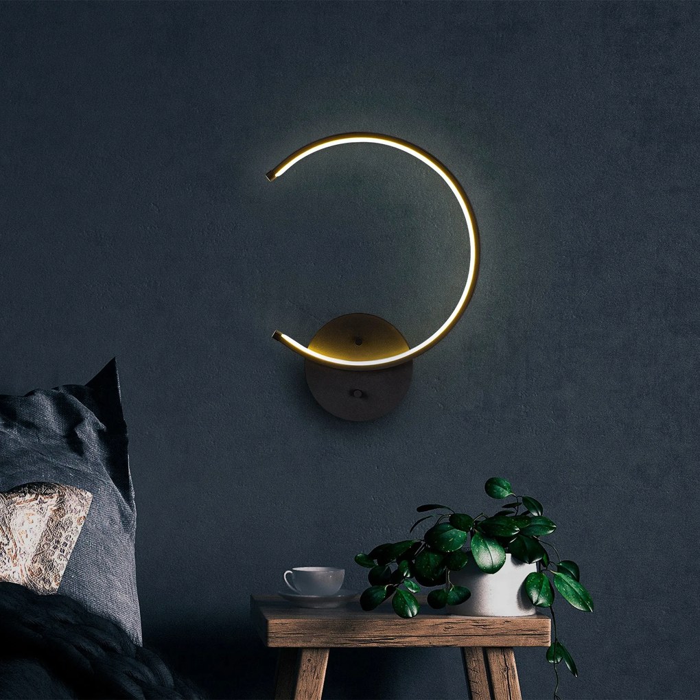 Candeeiro de Parede Moon - Preto - 33cm x 46cm x 6cm