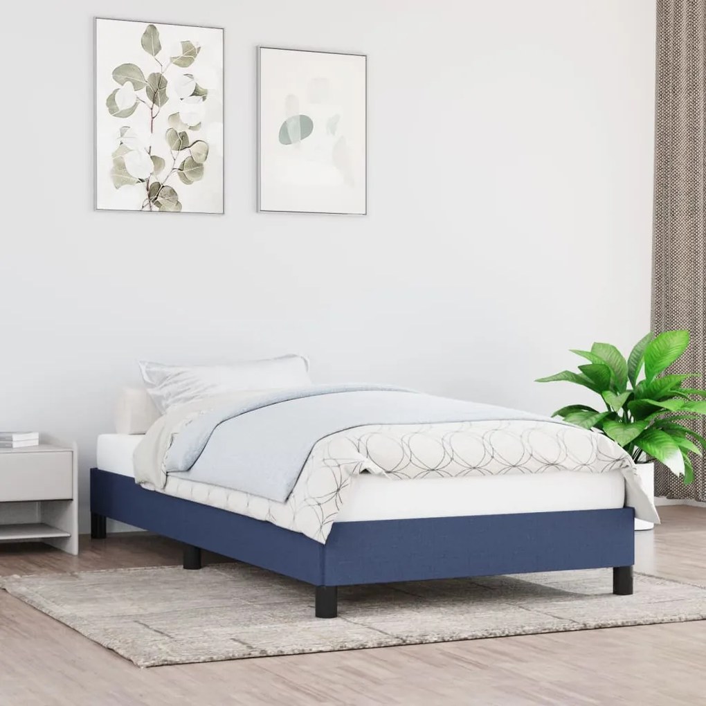 Estrutura de cama sem colchão 90x190 cm tecido azul