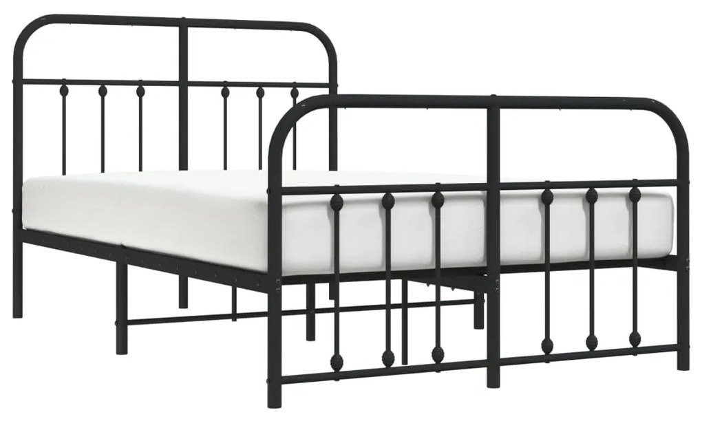 Estrutura de cama com cabeceira e pés 120x190 cm metal preto