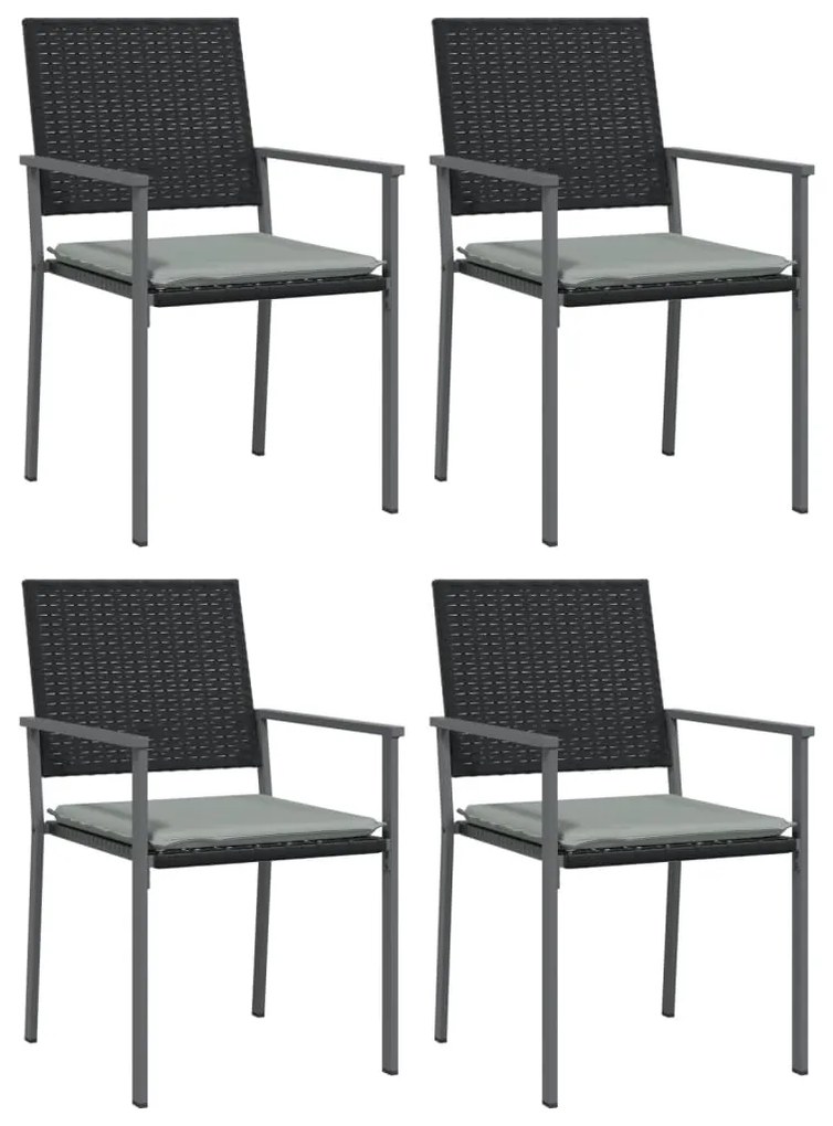 5 pcs conjunto de jantar p/ jardim c/ almofadões vime PE e aço