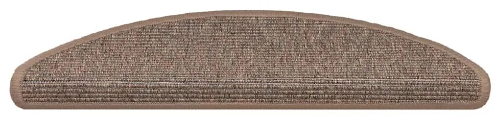 Tapetes de escada adesivos 15 pcs 56x17x3 cm castanho-claro