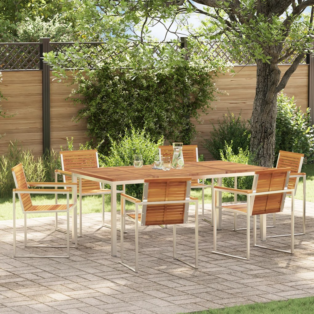 Conjunto de Jantar de Jardim 7 Peças vidaXL Madeira Acácia Maciça