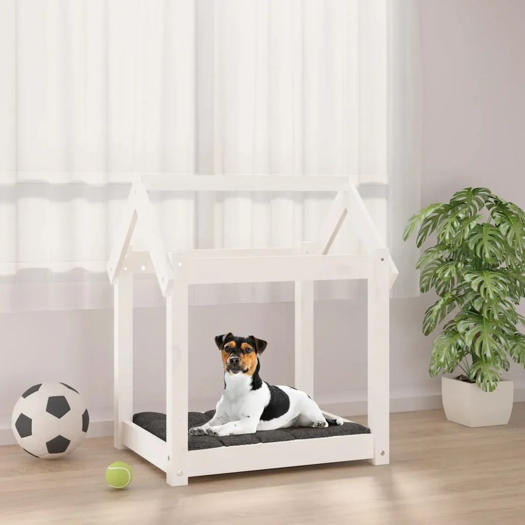 822198 vidaXL Cama para cães 61 x 50 x 70 cm madeira de pinho maciça branco